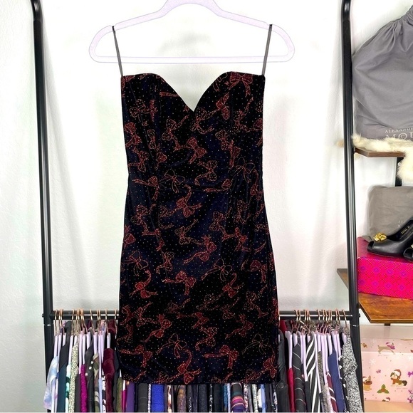 Vintage Jessica McClintock Gunne Sax Velvet Sweetheart Corset Wiggle Dress - Picture 1 of 9